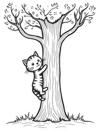 kitten climbing a tree