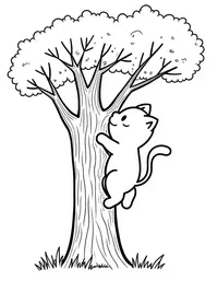 kitten climbing a tree