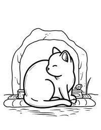 kitten curled up by a fireplace