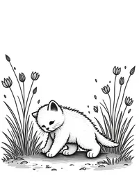 kitten exploring a garden