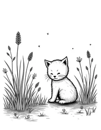 kitten exploring a garden