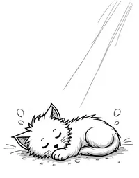 kitten napping in a sunbeam coloring pages