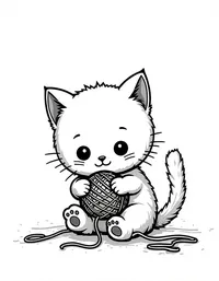 kitten playing with yarn