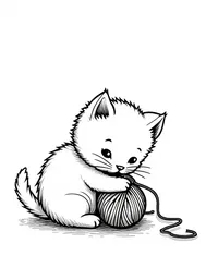 kitten playing with yarn