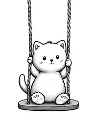 kitten sitting on a porch swing coloring pages