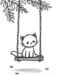 kitten sitting on a porch swing