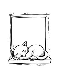 kitten sleeping on a windowsill