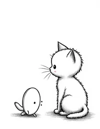 kitten staring at its reflection coloring pages