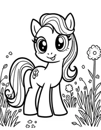 my little pony planting flowers in a garden