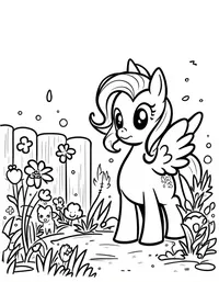 my little pony planting flowers in a garden