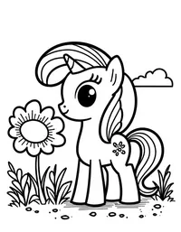 my little pony planting flowers in a garden