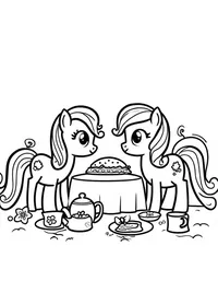 my little pony hosting a tea party with friends