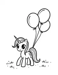 my little pony leading a parade of colorful balloons