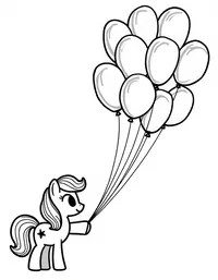 my little pony leading a parade of colorful balloons