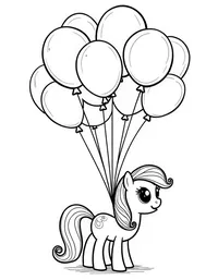 my little pony leading a parade of colorful balloons
