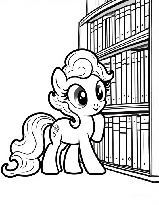 my little pony organizing books in a library