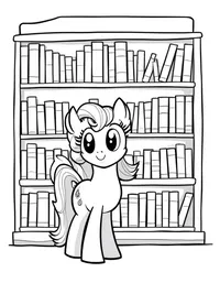 my little pony organizing books in a library