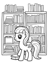 my little pony organizing books in a library