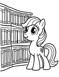 my little pony organizing books in a library