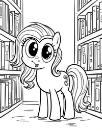 my little pony organizing books in a library
