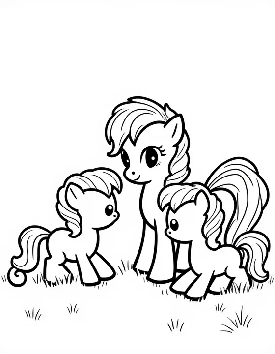 my little pony reading stories to a group of foals