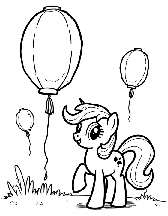 my little pony setting up lanterns at a festival