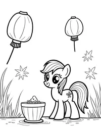 my little pony setting up lanterns at a festival