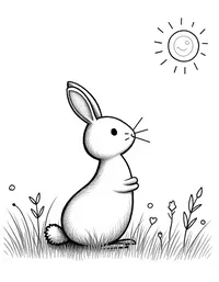 rabbit basking in the sunlight coloring pages