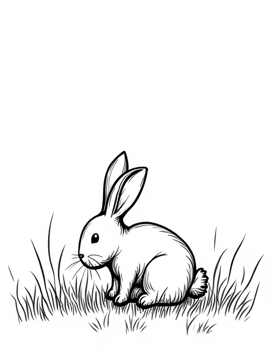 rabbit nibbling on grass in a field