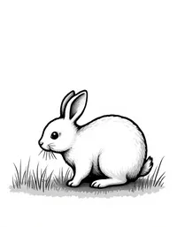 rabbit nibbling on grass in a field