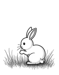 rabbit nibbling on grass in a field