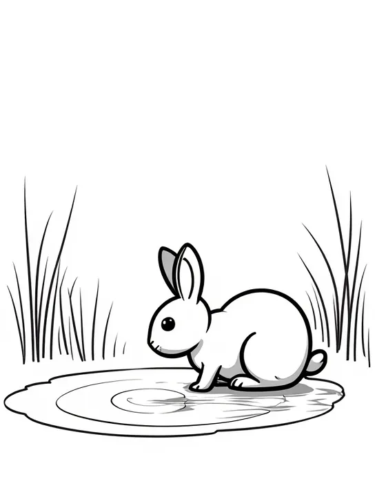 rabbit peering into a pond