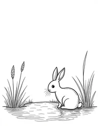 rabbit peering into a pond