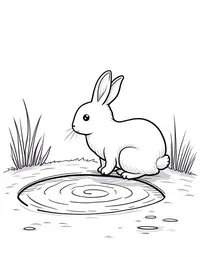 rabbit peering into a pond