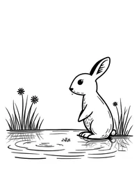 rabbit peering into a pond