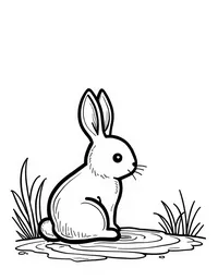 rabbit sitting by a bubbling brook