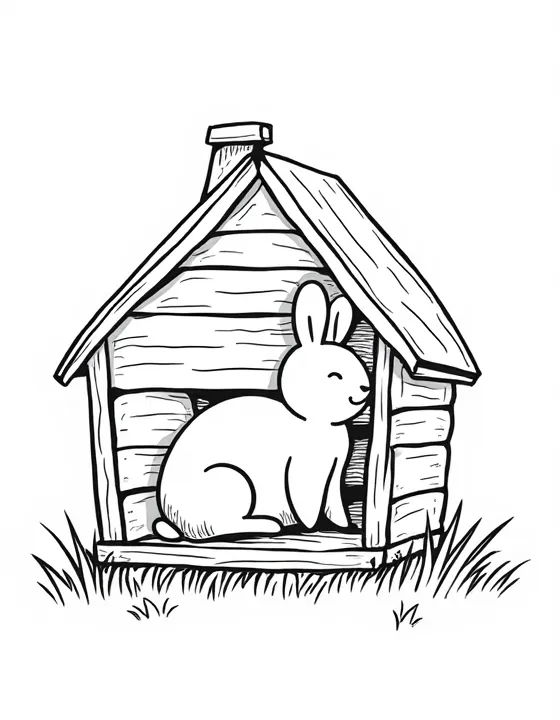 rabbit sleeping in a cozy wooden cabin