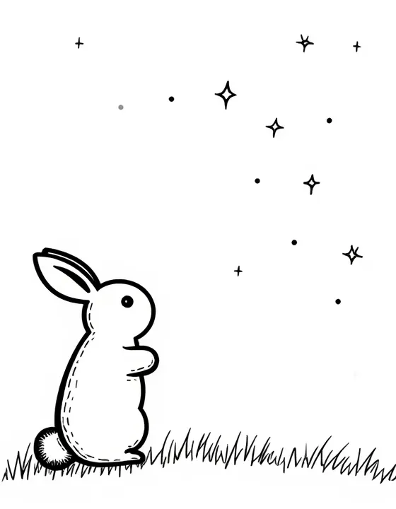 rabbit watching stars in a clear night sky