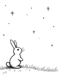 rabbit watching stars in a clear night sky