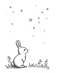 rabbit watching stars in a clear night sky