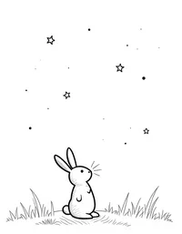 rabbit watching stars in a clear night sky