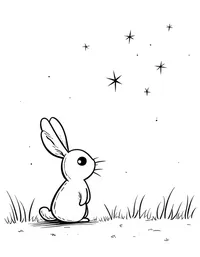 rabbit watching stars in a clear night sky