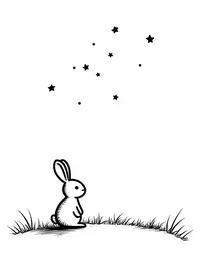 rabbit watching stars in a clear night sky