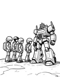 transformers leading a group of explorers coloring pages