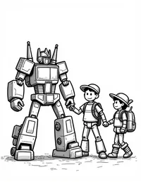 transformers leading a group of explorers