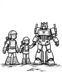 transformers leading a group of explorers