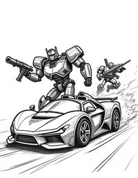 transformers participating in a high-speed race