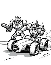 transformers participating in a high-speed race