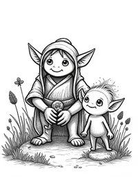 trolls collecting herbs in the highlands coloring pages