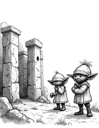 trolls exploring ancient ruins